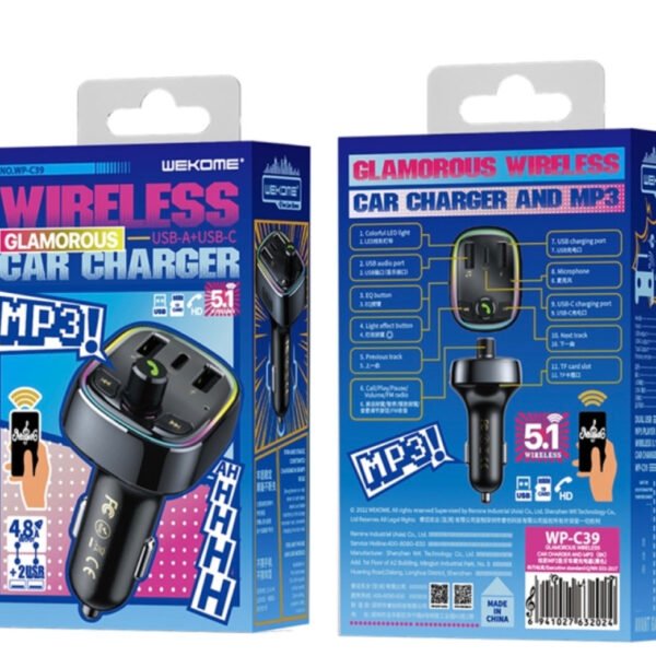 WP-C39 Glamorous Wireless Car Charger & mp3