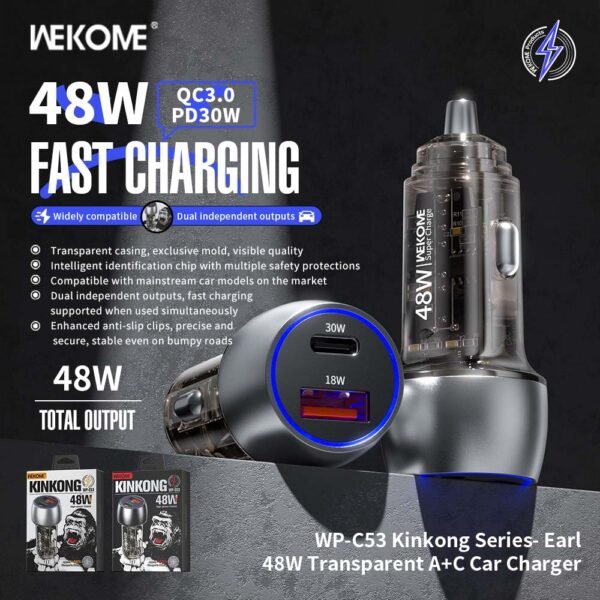 576ED9D0-98E8-40A2-B25D-CD8FFB889381.jpg WP-C53 Kinkong Series Earl 48W Transparent A+C Car Charger