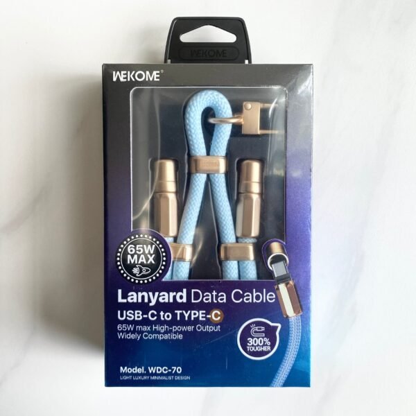 WDC-70 Premium 65W Fast Charging USB-C Lanyard Cable - 1.6M Braided Nylon