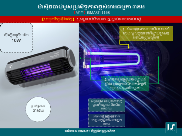 i1168 ISMART ម៉ាសុីនចាបមូស Black Warrior Mosquito Killer Lamp