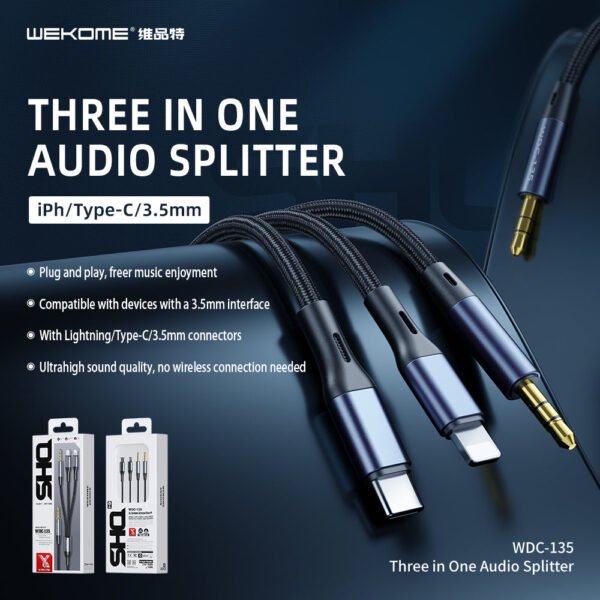 image_b8972cb4-eafd-41a2-8cee-a0c280ac90b1.jpg WDC-135 SHQ Series 3in1 Audio Cable